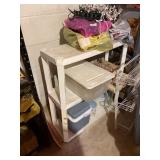 white plastic shelf unit no contents, 30' x10'x31