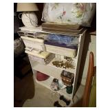 white wood shelf, 34' x 9' x 44' tall no contents