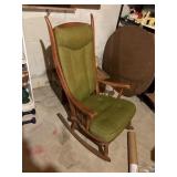 wood rocker with cushions,  basement