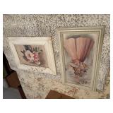 2 framed prints, little girl, flowers, appr.18x30