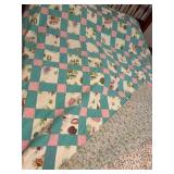 full size quilt, sea design, hand quilted