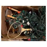 box of christmas string lights, surge protector
