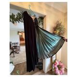 black velvet antique cape with hood, snow muff