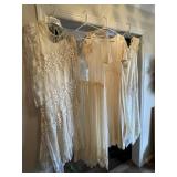 4 white dresses medium floor length  foyer