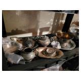 box of silver plated, serving pieces, etc