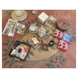 several silver plated spoons, presidental teapot