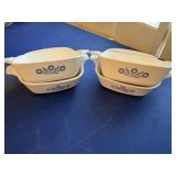 4 corning casseroles petite pan, blue cornflower