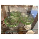 3  hazel atlas daisy green uranium coasters
