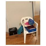 notebooks, album, 2 plastic baskets, 2 electric