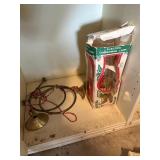 electric christmas window lamp and 2 brass