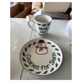milk and cookies  for santa, plate and mug