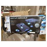 light up corn hole game, boards and bags