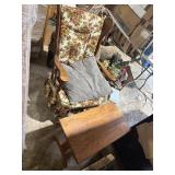 padded rocking chair with side table