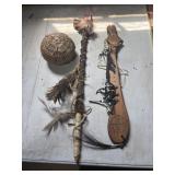 native american, peace pipe, wood horse stick