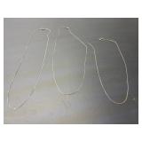 3 sterling silver adjustable chain necklaces, 30'