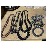 costume jewelry - 3 necklaces & 3 bracelets Black