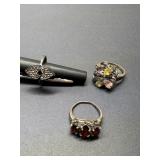 3 sterling silver rings size 5   ( 10.3 grams)