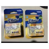 2 twin pack P-Touch black print on white tape 1/2'