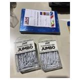 150 Jumbo ppr clips & 6 plastic 4x6 folders