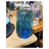 BLENKO glass OWL cobalt blue 4.5'