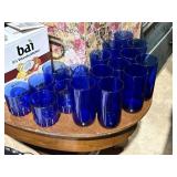 cobalt blue drinking glasses, 6 short, 5 tall