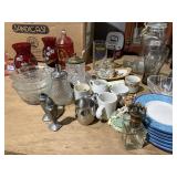 large canister with ezzy seal lid, bowls, saucers