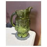 ANCHOR HOCKING rain flowers avocado green