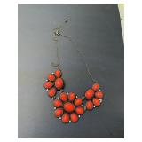 MUDD fashion bib orange/red cabochon rhinestone