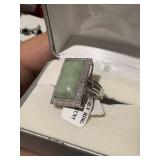 size 7 JADE sterling silver ring with diamond