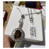 smokey topaz stone on sterling silver pendant with