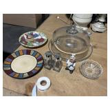 Covered Cake Plate, S/P shakers, 2 plates, sm bowl
