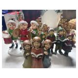 christmas figuires, carolers, elves, angels,