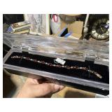 Sterling Silver Bracelet w/ Ruby Red & Clear Stone
