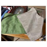 6 green and tan placemats,cloth , reversible