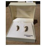 geniune sapphire / diamond 18K gold over sterling