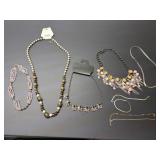 costume jewelry 5 necklaces, 4 bracelets