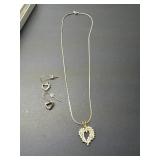 ladies pendant, necklace and earrings