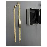 2 gold bracelets, mens engraved john, tested 10K