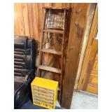 5 ft wood ladder and storage drawer system,