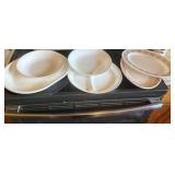 corning and pyrex serving pieces, bowls, platters