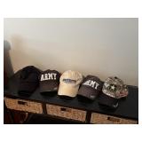 5 mens hats 3 are U.S. ARMY  bedroom2