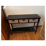 entryway table 3 baskets, 1 shelf 42'x 13' x 29.5'