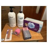 2 bottles 32oz@ body lotion, new tissues,