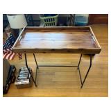 tray table, wood tray , metal frame, collapsible