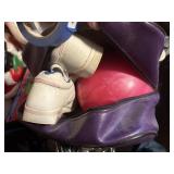 2 bowling balls , 2 bowling ball bags, shoes 7.5
