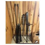 5 tripods and 2 poles,    basement
