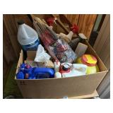 large box of weed killer, bug killer, wiper fluid