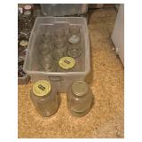 tote 3 pickle jars, 9 half gallon canning jars