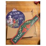 2 wood signs WINTER WELCOME 22'X 6'