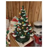 vintage ceramic christmas tree,snowy  16in tall